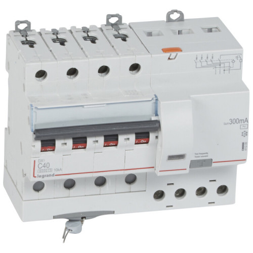 Выключатель автоматический дифференциального тока DX3 6000 4п 40А С 300мА тип AС (7 мод) | 411209 | Legrand