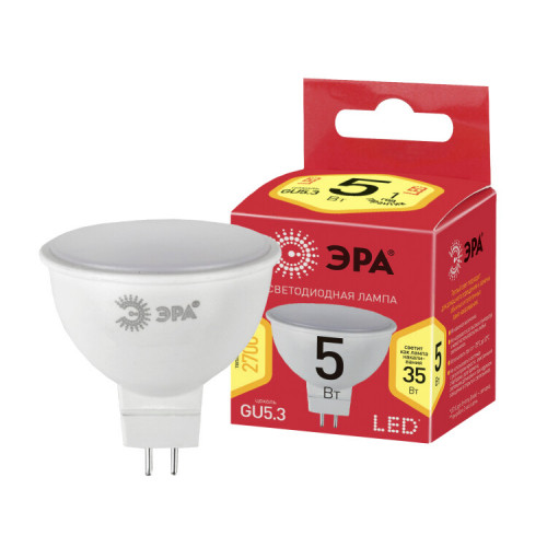 Лампа светодиодная RED LINE ECO LED MR16-5W-827-GU5.3 | Б0019060 | ЭРА