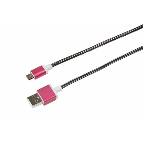 USB кабель microUSB, шнур в тканевой оплетке, черный (усиленный) | 18-4240 | REXANT