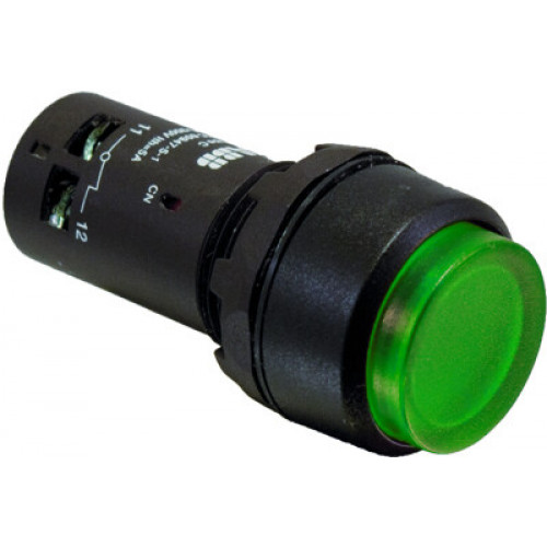 Кнопка с подсветкой CP4-13G-10 зеленая 220В AC/DC с выступающей клавишей с фиксацией 1НО | 1SFA619103R1312 | ABB