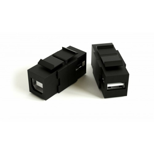 KJ1-USB-A-B2-BK Вставка формата Keystone Jack с проходным адаптером USB 2.0 (Type A-B), ROHS, черная | 251215 | Hyperline
