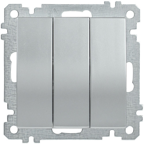 BOLERO серебрянный Выключатель 3-клавишный 10А ВС10-3-0-Б | EVB30-K23-10 | IEK