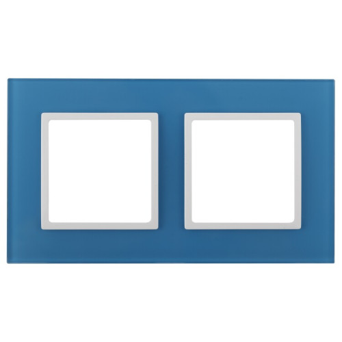 14-5102-28 Электроустановка ЭРА Рамка на 2 поста, стекло, Эра Elegance, голубой+бел | Б0034500 | ЭРА