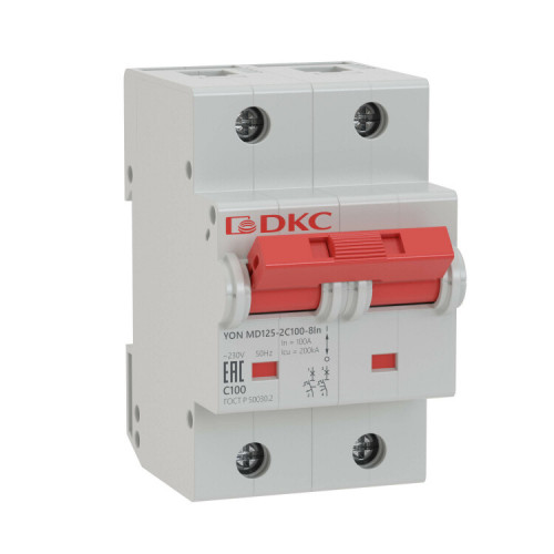 Выключатель автоматический двухполюсной YON MD125-2ND100-14ln 20kA | MD125-2ND100 | DKC
