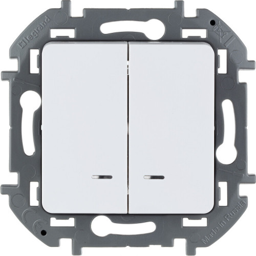 Inspiria белый выключатель 2 кл с подсветкой С/У без рамки | 673630 | Legrand