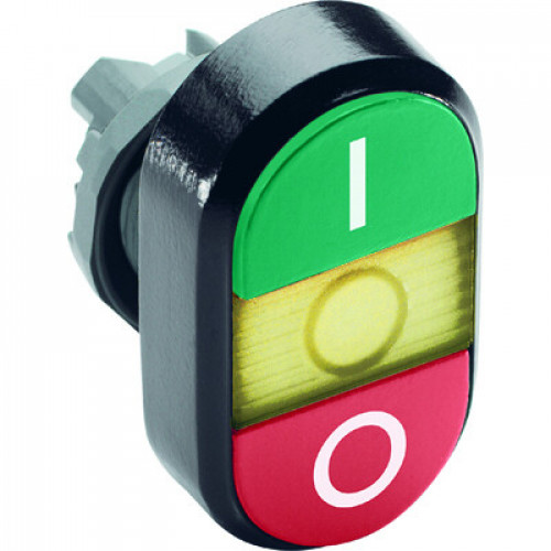 Кнопка двойная MPD2-11Y (зеленая/красная) желтая линза с текстом (I/O) | 1SFA611131R1103 | ABB