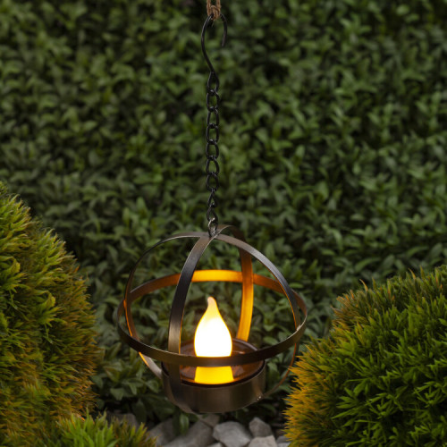 Cветильник садовый декоративный Лофт подвесной на цепи на солнечной батарее, ERASFM-02 металл, 28 см | Б0044846 | ЭРА