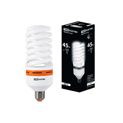 Лампа энергосберегающая КЛЛ 45Вт Е27 840 cпираль FS 73х196мм | SQ0323-0126 | TDM