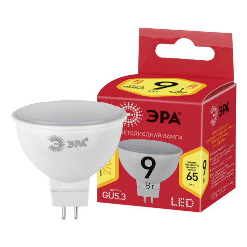 Лампа cветодиодная ECO LED MR16-9W-827-GU5.3 (диод, софит, 9Вт, тепл, GU5.3) (10/100/3200) | Б0032972 | ЭРА