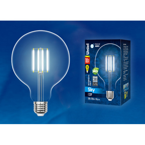 Лампа светодиодная LED-G125-10W/NW/E27/CL PLS02WH LED. 