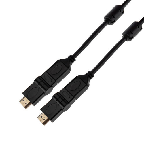 Шнур HDMI - HDMI с фильтрами, длина 2 метра, угловой 360° (GOLD) (PVC пакет) | 17-6204-3 | REXANT