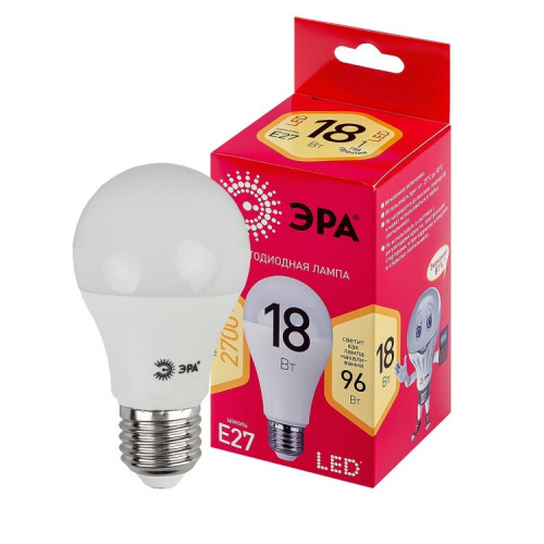 Лампа светодиодная RED LINE LED A65-18W-827-E27 R E27 18Вт груша теплый белый свет | Б0052380 | ЭРА