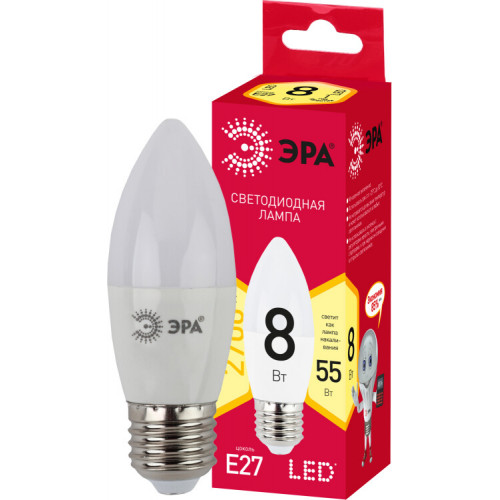 Лампа светодиодная RED LINE LED LED B35-8W-827-E27 R Е27 / E27 8 Вт свеча теплый белый с | Б0054241 | ЭРА