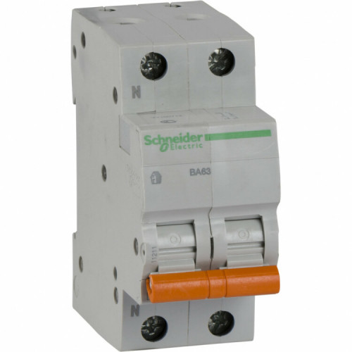 Выключатель автоматический двухполюсный (1п+N) ВА63 6А C 4,5кА | 11211 | Schneider Electric