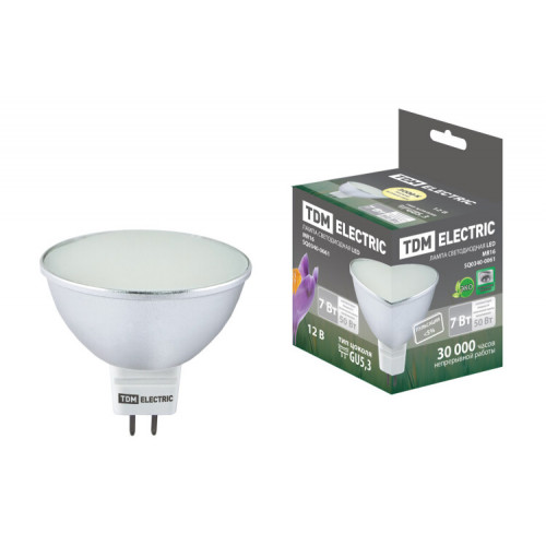 Лампа светодиодная MR16-7 Вт-12 В -3000 К–GU 5,3 SMD (с матовым стеклом) | SQ0340-0061 | TDM