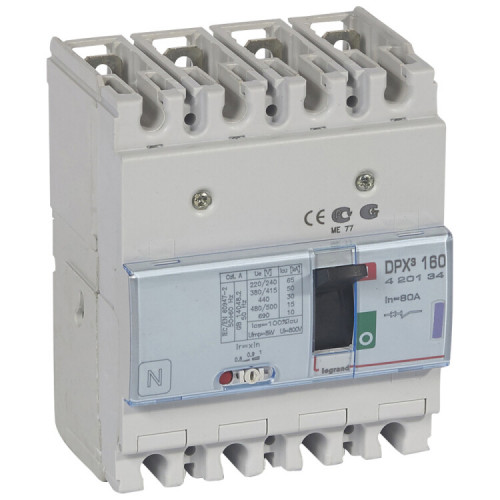Автоматический выключатель DPX3 160 - термомагнитный расцепитель - 50 кА - 400 В~ - 4П - 80 А | 420134 | Legrand
