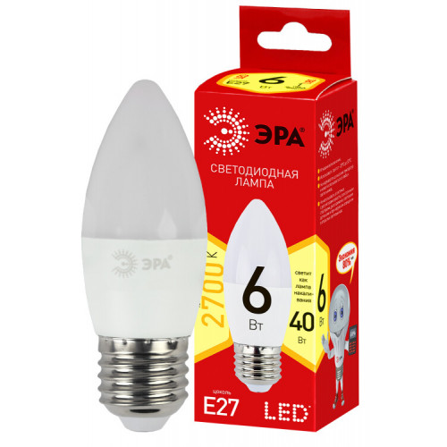 Лампа светодиодная RED LINE LED LED B35-6W-827-E27 R Е27 / E27 6 Вт свеча теплый белый | Б0054240 | ЭРА