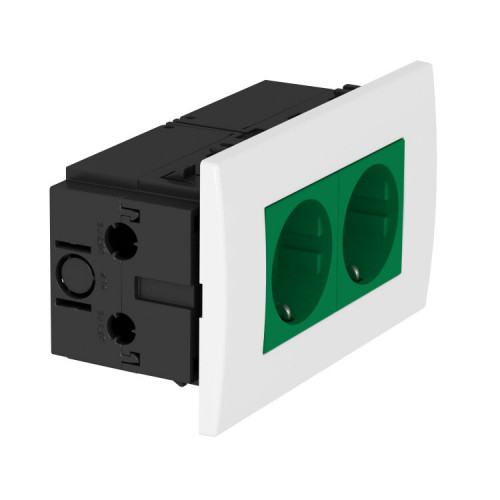Укомплектованный розеточный блок AR45 (2xModul45,84x140x59 мм,зеленый) (SDE-RW D0GN2) | 6119408 | OBO Bettermann