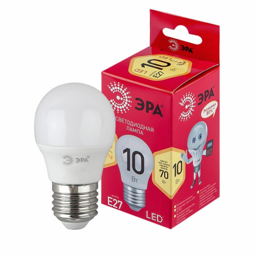 Лампа светодиодная RED LINE LED P45-10W-827-E27 R E27 / Е27 10 Вт шар теплый белый свет | Б0050698 | ЭРА