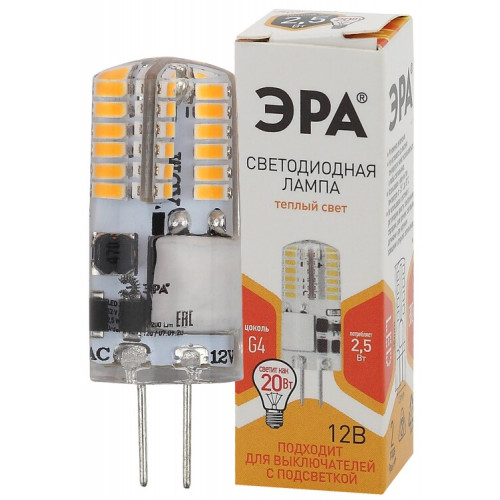 Лампа светодиодная LED-JC-2,5W-12V-SLC-827-G4 (диод, капсула, 2,5Вт, тепл, G4) (20/500/21000) | Б0049089 | ЭРА