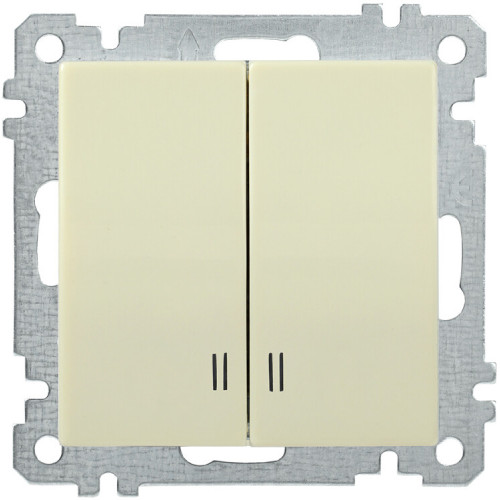 BOLERO кремовый Выключатель 2-клавишный с индикацией 10А ВС10-2-1-Б | EVB21-K33-10 | IEK