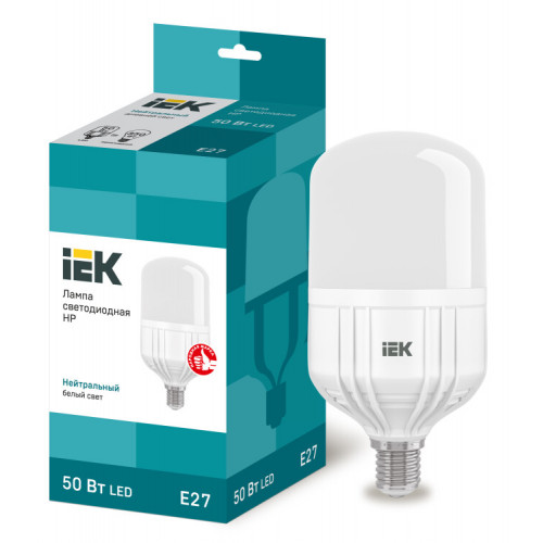Лампа светодиодная LED 50Вт Е27 230В 4000К HP | LLE-HP-50-230-40-E27 | IEK