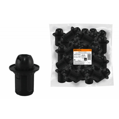 Патрон Е14 с кольцом, термостойкий пластик, черный, Б/Н | SQ0335-0058 | TDM