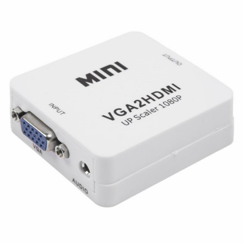 Конвертер VGA + Стерео 3,5 мм на HDMI, пластик, белый | 17-6930 | REXANT