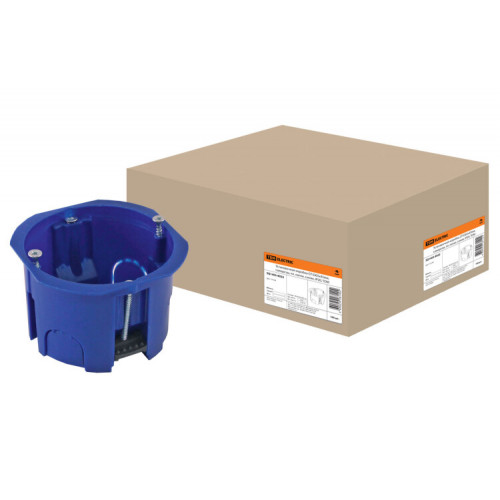 Коробка установочная 65х45 с саморезами, пластиковые лапки, синяя (для полых стен) | SQ1403-8022 | TDM