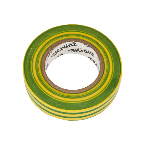 Изолента ПВХ 19 мм х 25 м, желто-зеленая , упаковка 5 роликов | KR-09-2207 | Kranz