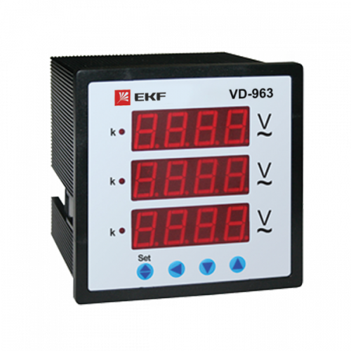 Вольтметр VM-D963 цифровой на панель 96х96 трехфазный EKF PROxima | vd-963 | EKF