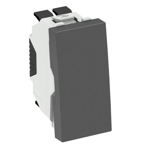 Переключатель кнопочный одноклавишный 10А 250В, 0,5 модуля Modul45, 45х22,5 мм черный | 6120962 | OBO Bettermann