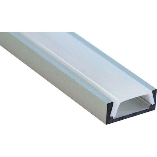 Профиль алюминиевый для светодиодной ленты накладной низкий с заглушками серебро CAB262 2м ( в комплекте 2 заглушки, 4 крепежа) | 10267 | FERON