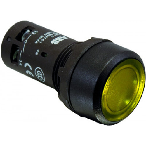 Кнопка с подсветкой CP1-12Y-10 желтая 110-130В AC/DC с плоской клавишей без фиксации 1НО | 1SFA619100R1213 | ABB