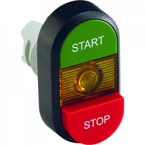 Кнопка двойная MPD15-11Y (зеленая/красная-выступающая) желтая ли нза с текстом (START/STOP) | 1SFA611144R1103 | ABB