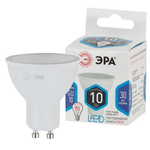 Лампа светодиодная STD LED MR16-10W-840-GU10 GU10 10 Вт софит нейтральный белый свет | Б0057180 | ЭРА