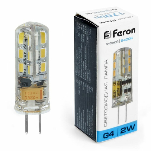 Лампа светодиодная LB-420 (2W) 12V G4 6400K капсула силикон | 25859 | FERON