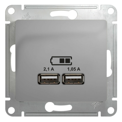 Glossa Алюминий Розетка USB A+A, 5В/2,1 А, мех | GSL000333 | SE