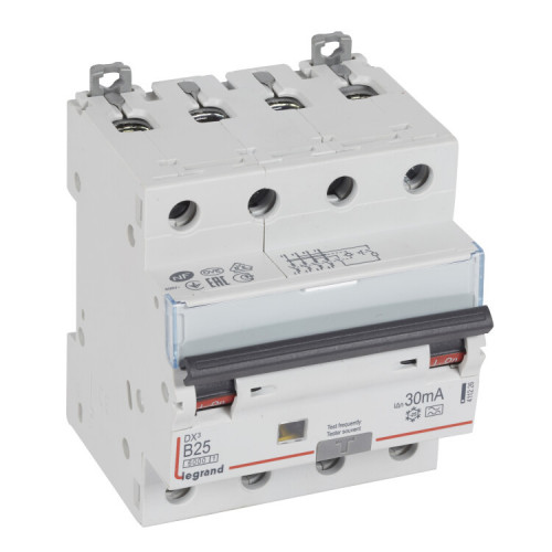 Выключатель автоматический дифференциального тока DX3 6000 4п 25А B 30мА тип A | 411226 | Legrand