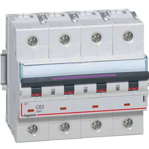 Выключатель автоматический четырехполюсный DX3 63А C 50кА (6 мод) | 410180 | Legrand