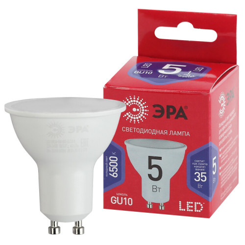 Лампа светодиодная ЭКО LED MR16-5W-865-GU10 R (диод, софит, 5Вт, хол, GU10) | Б0045348 | ЭРА
