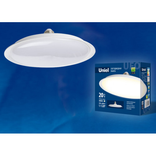 Лампа светодиодная LED-U165-20W/3000K/E27/FR PLU01WH LED мощная. «UFO», мат.. 3000К | UL-00004570 | Uniel