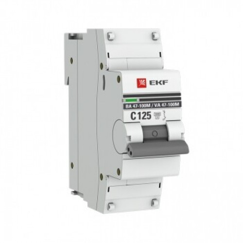 Выключатель автоматический однополюсной 1P 125А (C) 10kA ВА 47-100M с электромагнитным расцепителем PROxima | mcb47100m-1-125C-pro | EKF