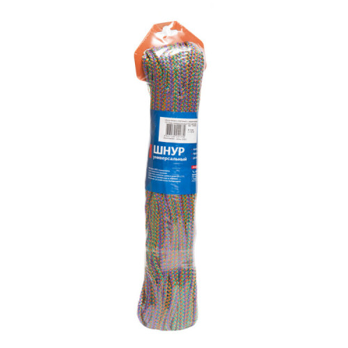 Шнур вязаный ПП 4 мм с серд., универс., цветной, 50 м | 139932 | Tech-KREP