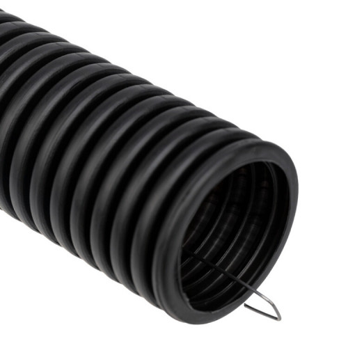 Труба гофрированная из ПНД, с зондом, черная, D50 мм (бухта 15 м/уп.) | 28-0050-3 | REXANT
