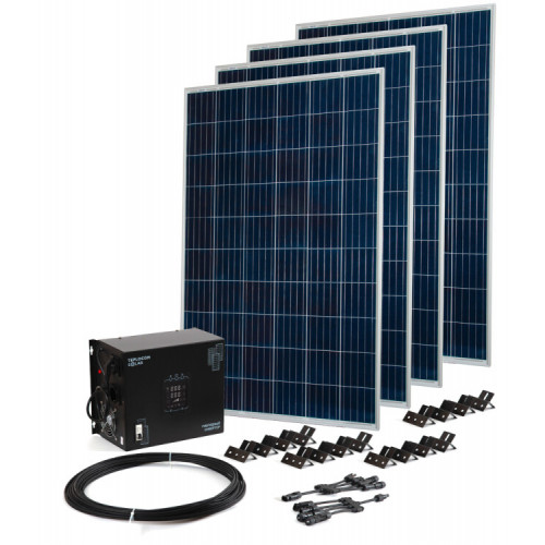 Комплект Teplocom Solar-1500+Солнечная панель 250Вт х4 кабель 10 м MC4 коннекторы | 2426 | Бастион