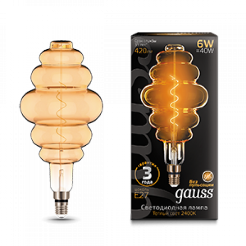 Лампа светодиодная LED Vintage Filament Flexible BD200 6W E27 200*410mm Amber 2400K 1/6 | 158802006 | Gauss