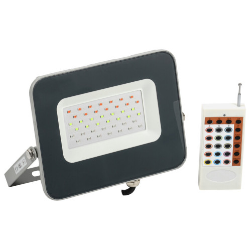 Прожектор светодиодный СДО 07-30RGB multicolor IP65 серый | LPDO7RGB-01-30-K03 | IEK