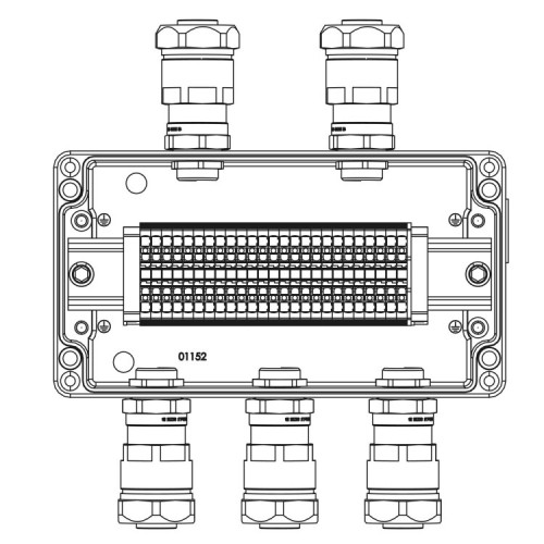 Коробка клеммная Ex из алюминия: 1Ex e IIC Т5 Gb / Ex tb IIIB T95°C DbIP66: Клеммы 2,5 кв.мм -25 шт.: А,С:ввод D8-13мм под небронир-ныйкабель в мет