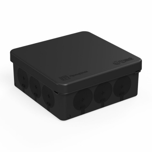 Коробка распределительная 100х100х40 мм IP66 12 вводов черная для прям монтажа двухкомпонент безгалоген (HF) UF (90шт/кор) | 60-0303-9005 | Промрукав